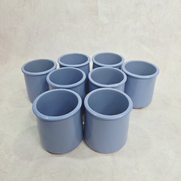 Set of 8 Fermière Cermer Yogurt Pots Crocks Jars French Blue - Picture 9 of 11